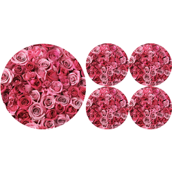 Bertoni Home Unisexs 1+4 Round Table Pads Set Valentine Roses