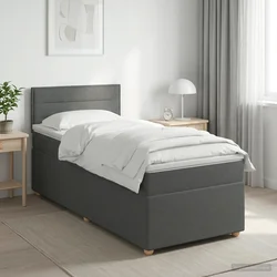 Postelja boxspring z vzmetnico Temno siva 100 x 200 cm Blago