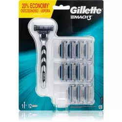 Gillette Mach 3 brivnik + nadomestne britvice 12 kos