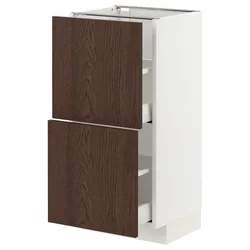 METOD/MAXIMERA Podstavna omarica z 2 predaloma, bela/Sinarp rjava, 40x37 cm