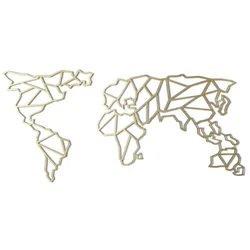 Wallity Zidna dekoracija World Map, 60x120cm, Zlatne boje