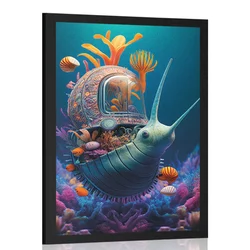 Plakat nadrealističen polž - 30x45 white