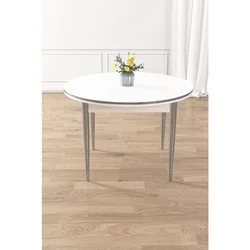 Hanah Home trpezarijski sto Osle, 90 × 90 cm, bela ploča, hromirane noge