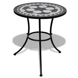 Vidaxl Bistro miza črna in bela 60 cm mozaik