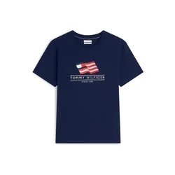 TOMMY HILFIGER Majica MAIN FLAG  modra / rdeča