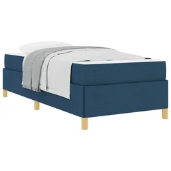 Vidaxl Konstrukcija postelje z vzmetnico Modra 90 x 200 cm blago