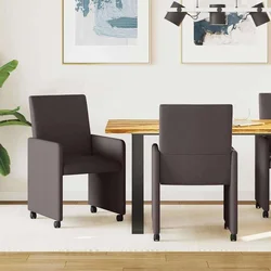 vidaXL Jedilni stoli s kolesom 2 pcs Temno rjava 57 x 66 x 94 cm blago