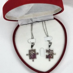 Set verižici puzle 2x - Rdeča