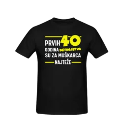Muška majica Prvih 40 godina detinjstva cs3606, Crna