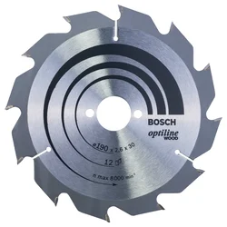 Bosch List kružne testere Optiline Wood 190 x 30 x 2,6 mm, 12 2608641187, 190 x 30 x 2,6 mm, 12