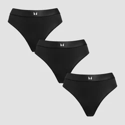 MP Womens Mid Rise Thong (3 Pack) - Black - L