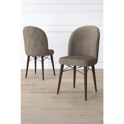 Hanah Home set trpezarijskih stolica Bika 8 kom, kapućino tkanina Babyface, drvene noge boje oraha