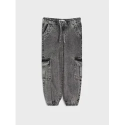 Sinsay - Jeans jogger comfort cargo sa efektom pranja - svetlo siva