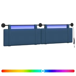 Vidaxl Viseče vzglavje postelje Z LED svetlobo Modra Blago