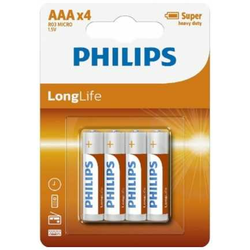 Philips R03L4B/10 - 4 kom cink-hloridnih baterija AAA LONGLIFE 1,5V 450mAh