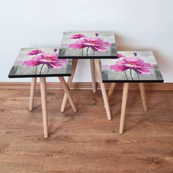 Hanah Home Set klub stočića 3Shp243, 3 komada, Svetloplava