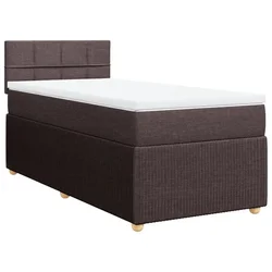 Vidaxl Box spring postelja z vzmetnico temno rjava 100x200 cm blago