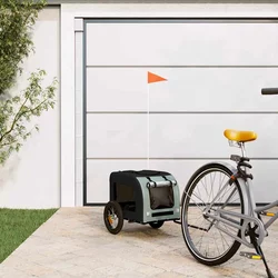 Prikolica za bicikl za ljubimce sivo-crna od tkanine i željeza