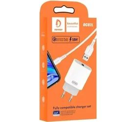Denmen DC07L fast 18W 3.6A USB-A Kućni punjač sa lighting kablom