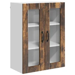 Vidaxl Stenski stekleni omarica LUCCA Dimljen hrast 60 x 31 x 80 cm