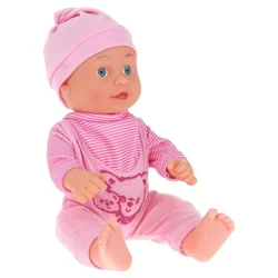 Nobo Kids GUMIJASTA PUNČKA ZA DOJENČKE V OBLAČILIH 30 CM + OTROŠKA STEKLENIČKA