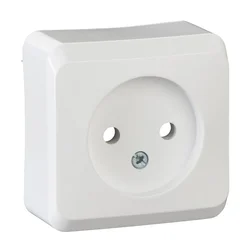 Schneider Electric Enojna nadometna vtičnica brez ozemljitve, bela PRIMA
