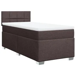 Vidaxl Box spring postelja z vzmetnico temno rjav 90x190 cm blago
