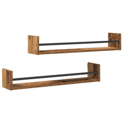 Polica na zidu Zidne 2 pcs Staro drvo 80 x 16 x 14 cm