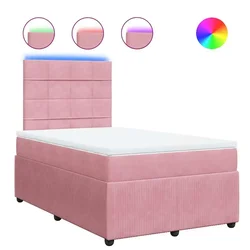 Vidaxl Box spring postelja z vzmetnico roza 120x200 cm žamet