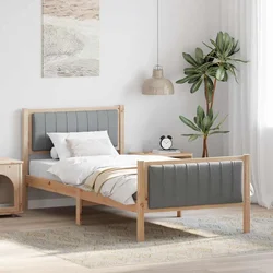 Okvir kreveta s uzglavljem Smeđa i svijetlo siva 90 x 190 cm