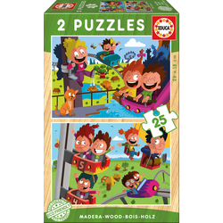Lesene puzzle Cirkus in lunapark Educa 2x25 delov od 4 leta