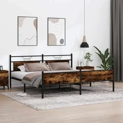 Metalni okvir kreveta bez madraca boja hrasta 193x201 cm