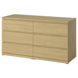 STORKLINTA Komoda sa 6 fioka, im. hrastovine, 140x50x75 cm