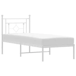 Vidaxl Kovinski posteljni okvir brez vzmetnice z vzglavjem 75x190 cm