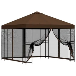 Vidaxl Vrtni gazebo s stranskimi stenami 3 x 3 m Rjava