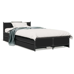Okvir kreveta s ladicama crni 75 x 190 cm konstruirano drvo