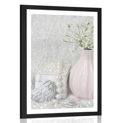 Plakat s paspartujem luksuzno Shabby Chic tihožitje - 60x90 black
