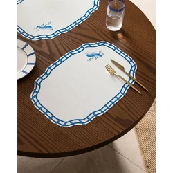 Madame Coco Set podmetača za sto Davin, 42x29cm, 4 komada, Belo - plavi