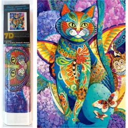 Norimpex Diamantna slika Mačka v rožah 30x40cm