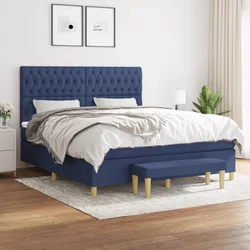 Greatstore Box spring postelja z vzmetnico modra 180x200 cm blago
