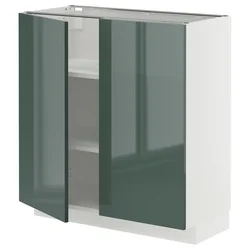 METOD Podni element s policama/2 vrata, bela/Kallarp tamna sivozelena visokog sjaja, 80x37 cm