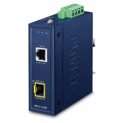 Planet IECC-210T Industrial 1-Port 100TX + 1-Port 100FX SFP EtherCAT Media Converter (RJ45 In, SFP Out, -40~75 degrees C, Dual 9~48V DC, BECKHOFF EtherCAT conformance test tool verified)