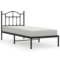 Vidaxl Kovinski posteljni okvir z vzglavjem črn 90x190 cm