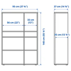 VIHALS Spojene police sa 6 polica, tamnosiva, 95x37x140 cm