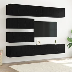 Set TV komoda Zidne 6 pcs Crni hrast Konstruirano drvo