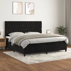 vidaXL Box spring postelja z vzmetnico črna 200x200 cm žamet