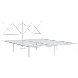 Vidaxl Kovinski posteljni okvir z vzglavjem bel 150x200 cm
