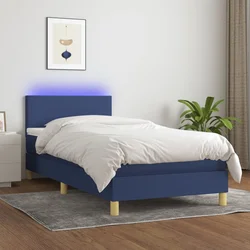 VIDAXL Box spring postelja z vzmetnico LED modra 90x190 cm b