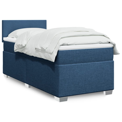 VIDAXL Box spring postelja z vzmetnico modra 100x200 cm blago