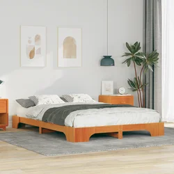 vidaXL Posteljni okvir Rjava 140 x 220 cm Trdna borovina